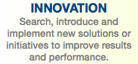 INNOVATION Search, introduce and implement new solutions or initiatives to improve results and performance.