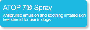 ATOP 7® Spray Antipruritic emulsion and soothing irritated skin free steroid for use in dogs.
