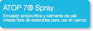 ATOP 7® Spray Emulsión antiprurítica y calmante de piel irritada libre de esteroides para uso en perros.